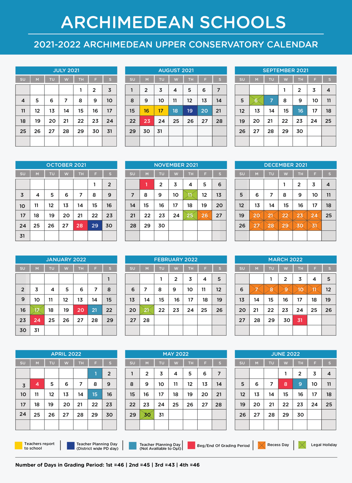 Calendar of Events Archimedean Schools